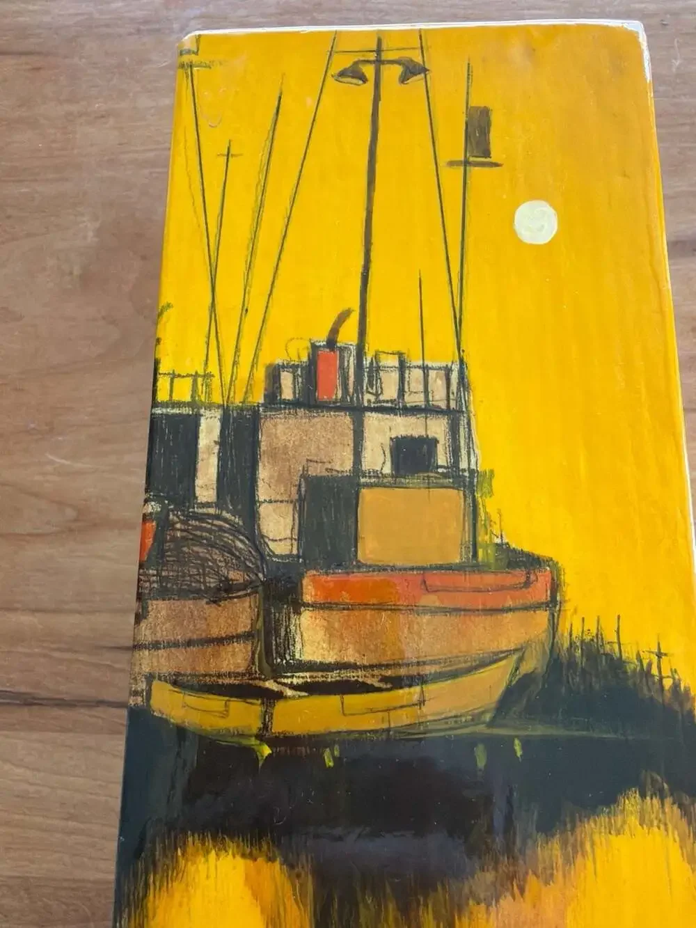 Irwin Mid-Century Modern Hand Painted Wood Block Nautical Art Maria Boat